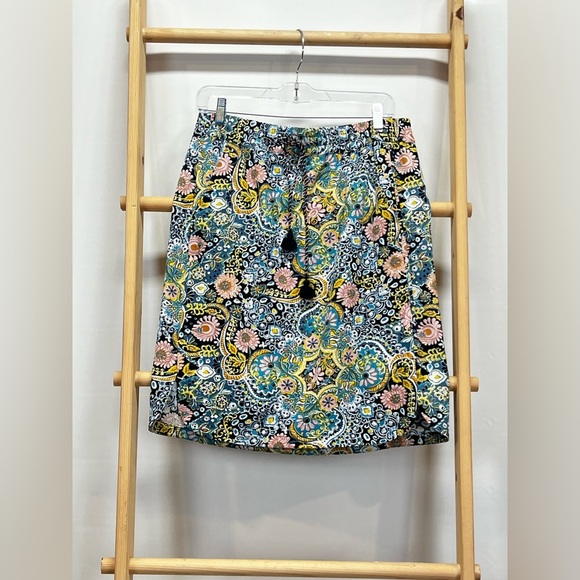 LOFT Blue and Pink Floral elastic waist drawstring skirt size M - Picture 8 of 12